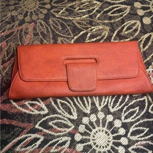 Othr Orange Textured Envelope Clutch